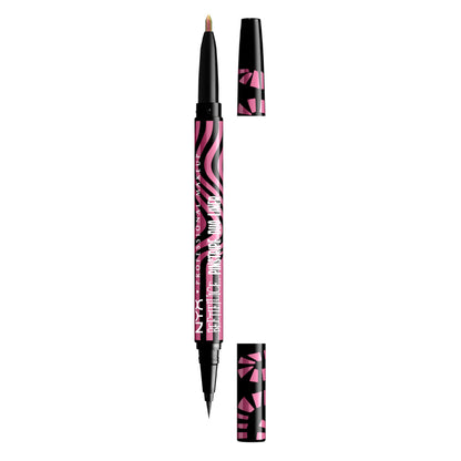 NYX PROFESSIONAL MAKEUP BEETLEJUICE Pinstripe Duo Eye Liner Dual-Ended Black Liquid Eyeliner + Green Chrome Eyeliner