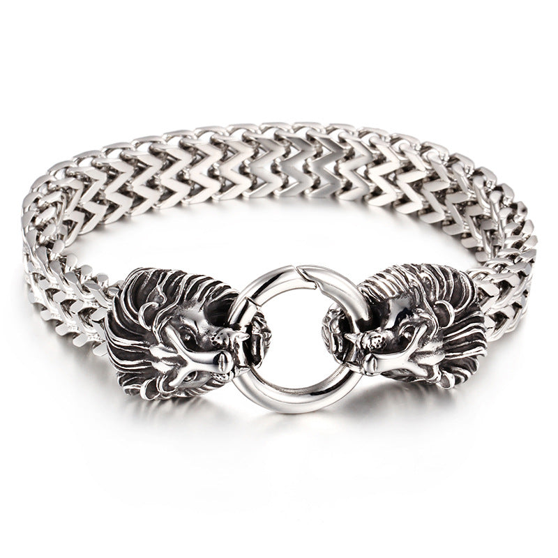 Men's Lion Head Bracelet in Stainless Steel
