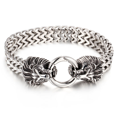 Men's Lion Head Bracelet in Stainless Steel