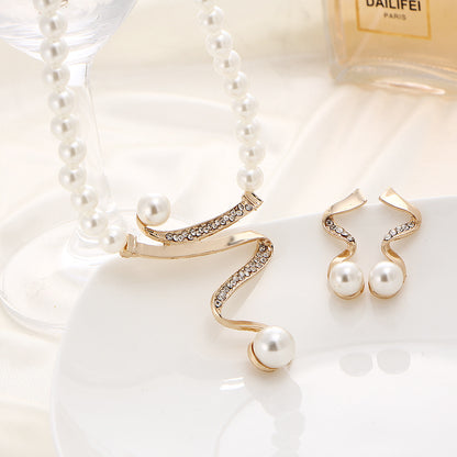 Pearl Necklace and Earring Bridal Jewelry Set