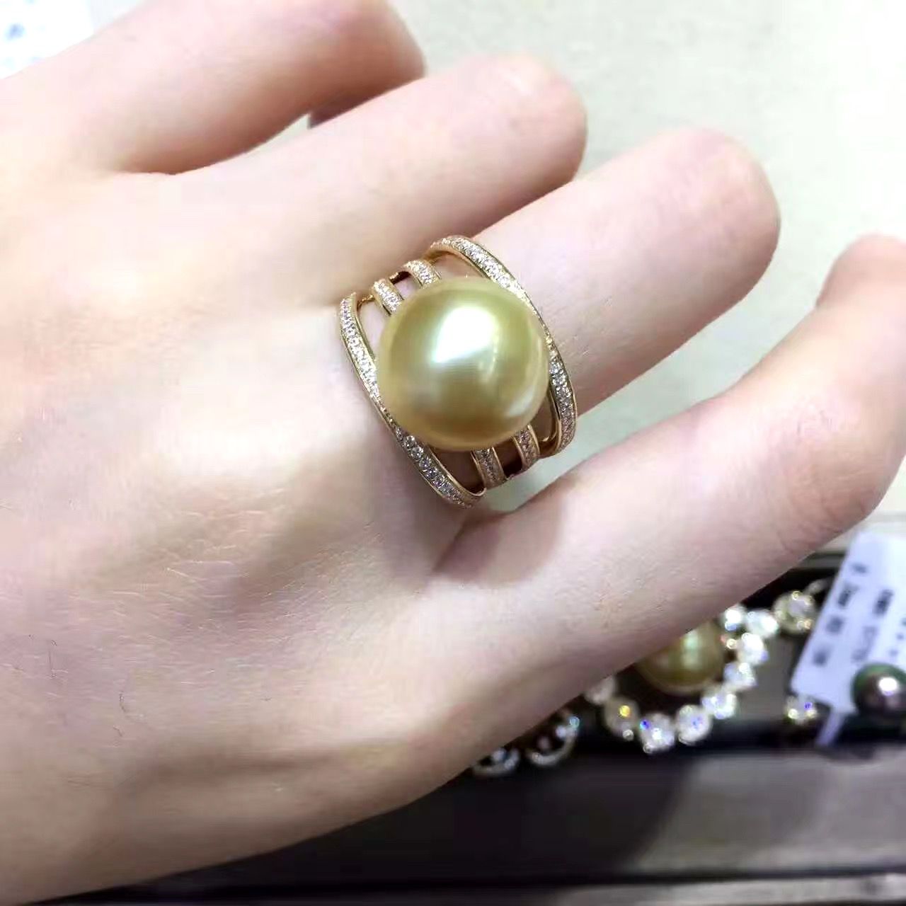 925 Silver Akoya Gray Pearl Adjustable Ring for Women