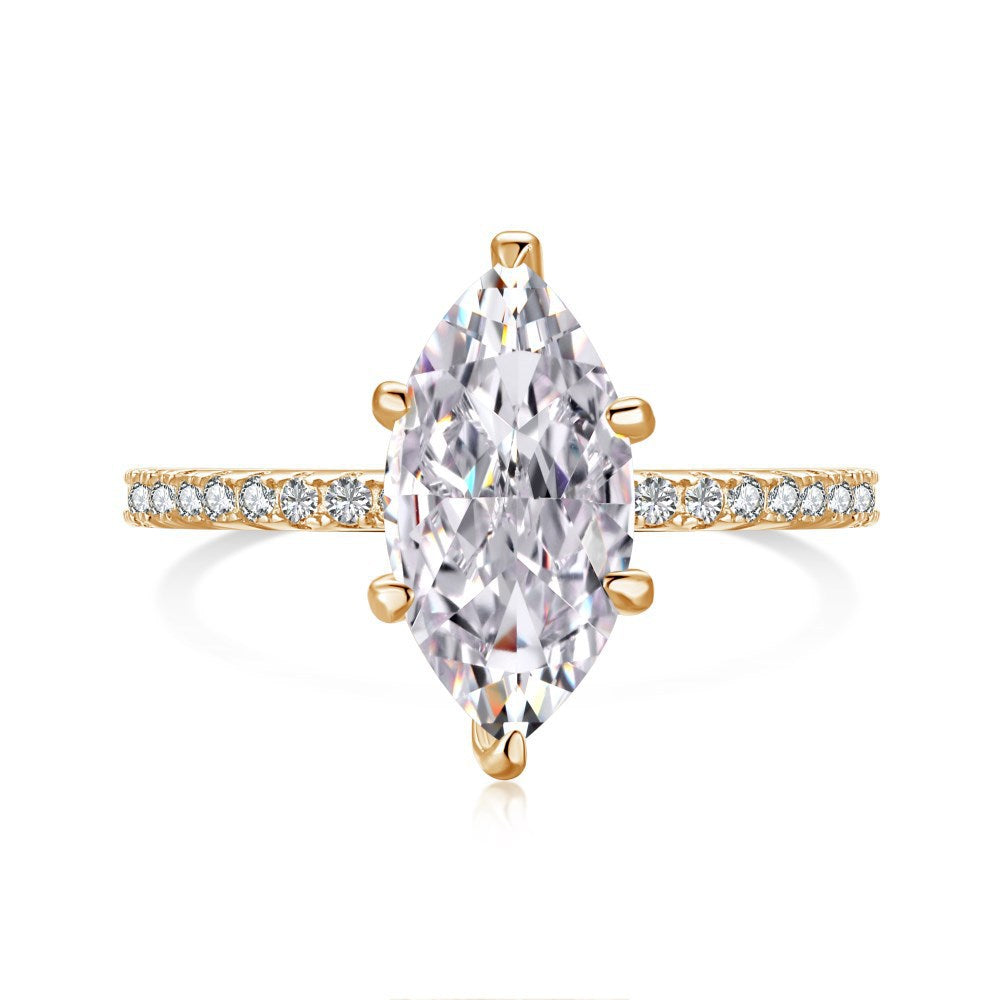 S925 Sterling Silver Geometric Ring with Zirconia
