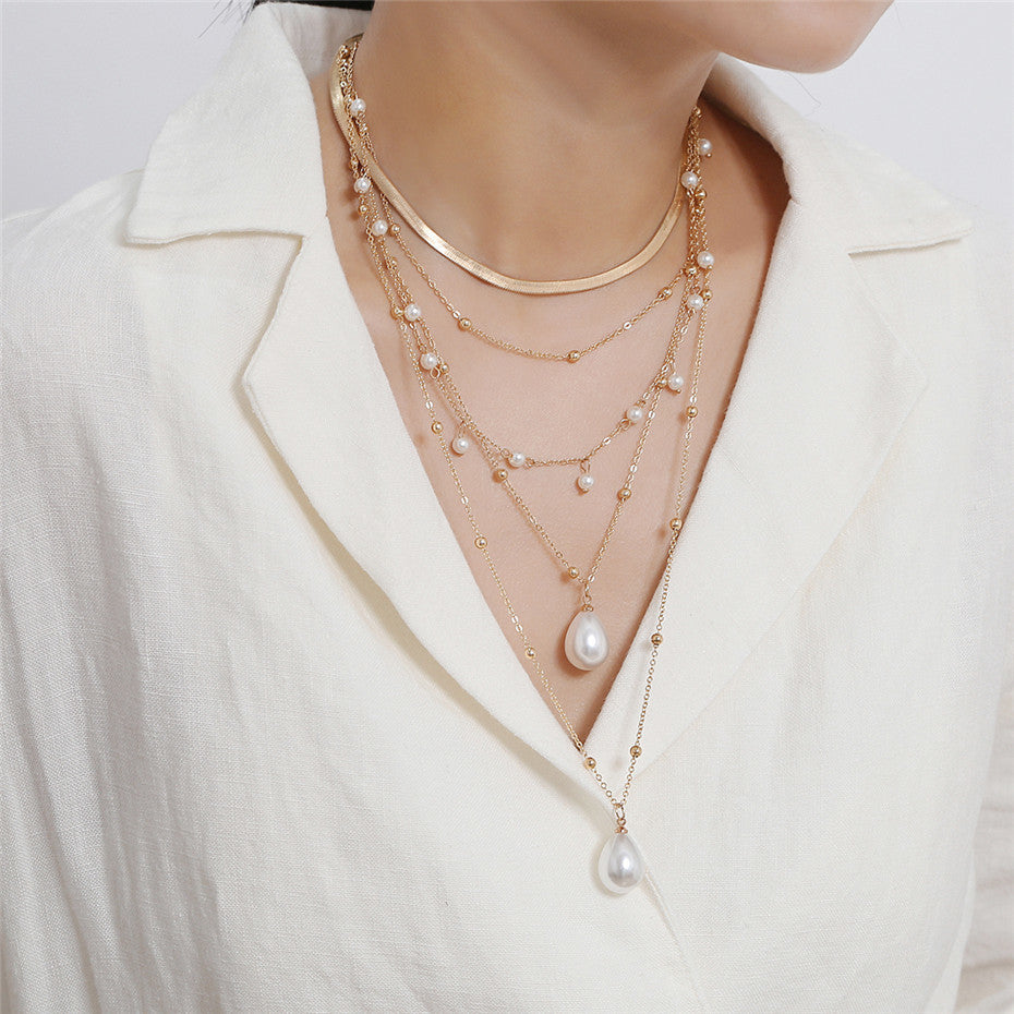 Gothic Baroque Pearl Tassel Multi-Layer Necklace