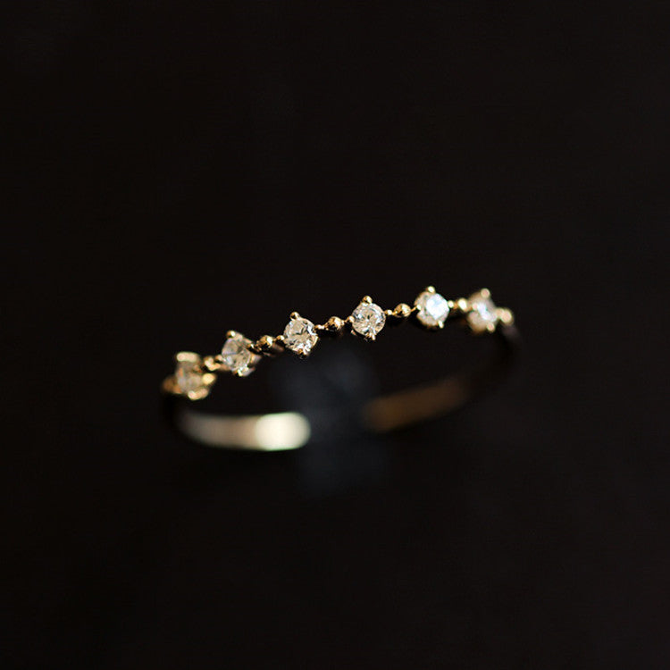 S925 Silver Ring with 14K Gold and Zirconia Stones