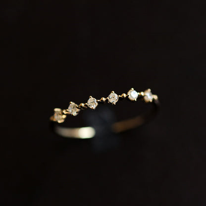 S925 Silver Ring with 14K Gold and Zirconia Stones