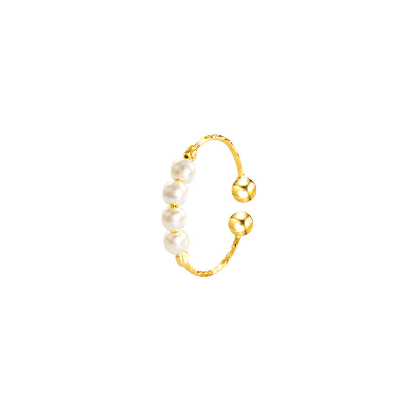 S925 Silver Retro Pearl Ring for Women