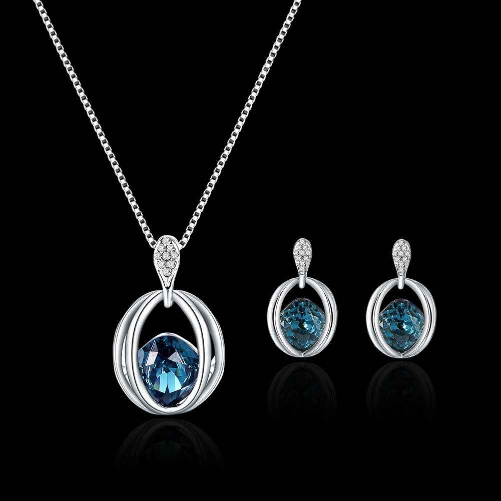 Crystal Jewelry Set for Bride: Necklace & Earrings