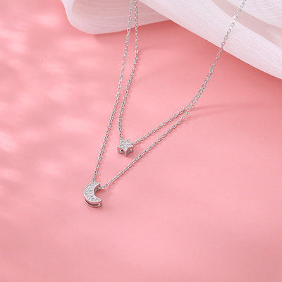 Trendy Double Layer Star and Moon Necklace for Fashion