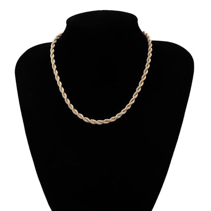 Simple Layered Twisted Chain Necklace for Women
