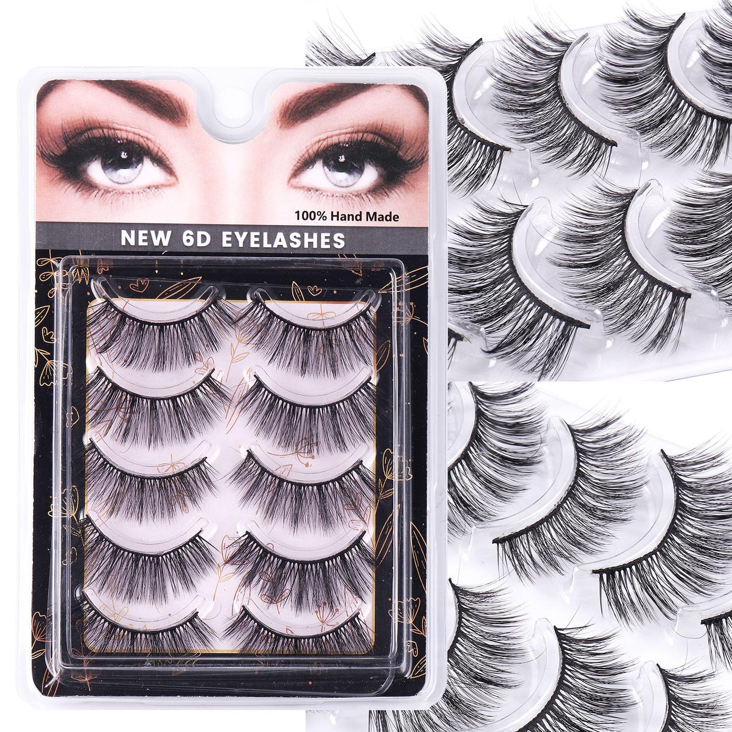 SeiBes Self-adhesive Eyelashes Reusable Self Adhesive Eyelashes - 5 Pairs Natural Fluffy False Eyelashes - Soft and Natural Look Lashes Gift for Beginners - Easy put on6d08