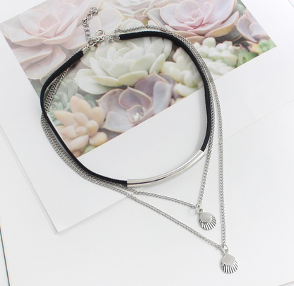 Multi-Layer Shell Pendant Necklace for Collarbones