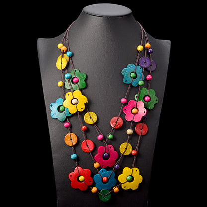 Bohemian Multi-layer Floral Pendant Necklace