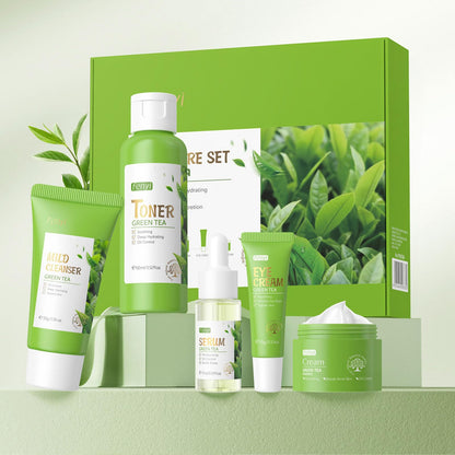 Green Tea Skincare Set 5 Pcs Skincare Gift Set with Cleanser Face Serum Face Cream Eye Cream Toner  Skincare Kits For Teen Girls Hydrating Facial Kit For Women
