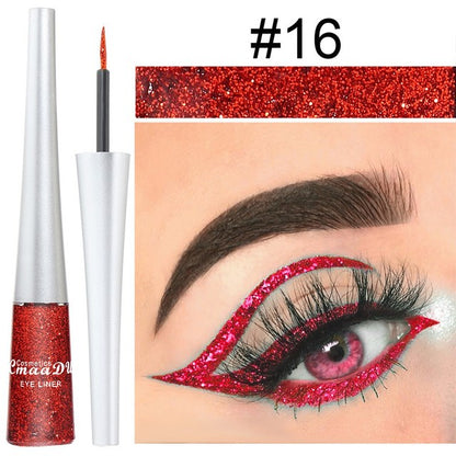 16 Colors Waterproof Glitter Eyeliner for Halloween Makeup