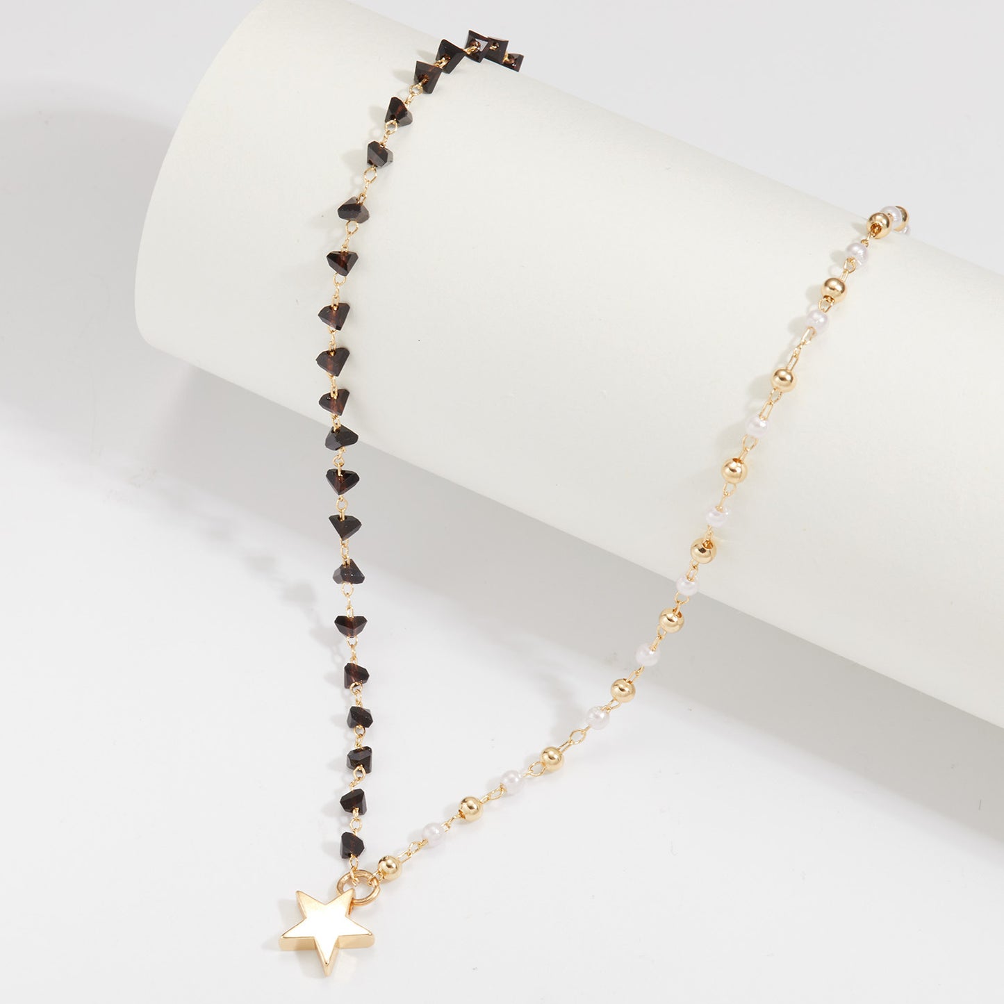 Women's Pearl Bead and Crystal Chain Bracelet
