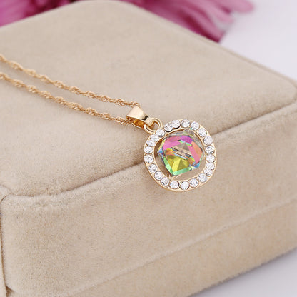 Bridal Necklace and Earring Set with Crystal Pendant