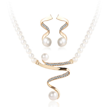 Pearl Necklace and Earring Bridal Jewelry Set