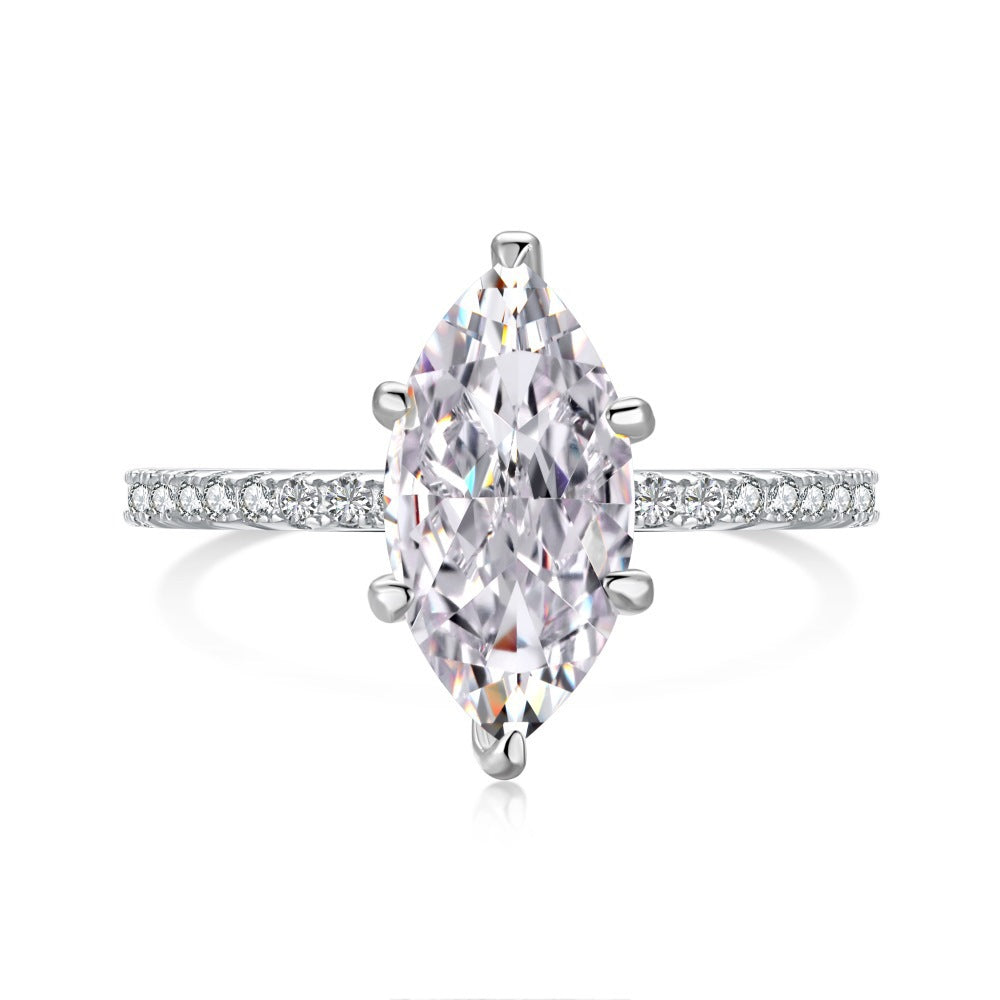 S925 Sterling Silver Geometric Ring with Zirconia