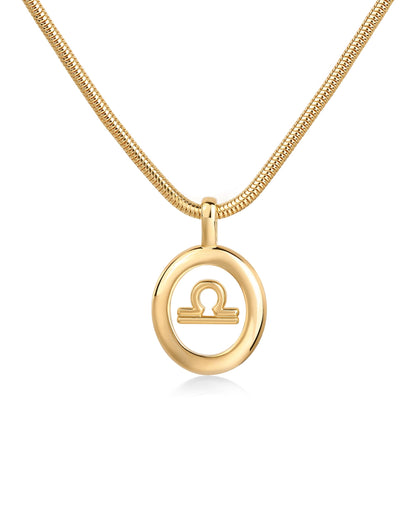 PAVOI 14K Yellow Gold Plated Floating Astrology Pendant Necklace for Women | Horoscope Layered Necklace | Zodiac Necklace Gifts | Libra Necklace