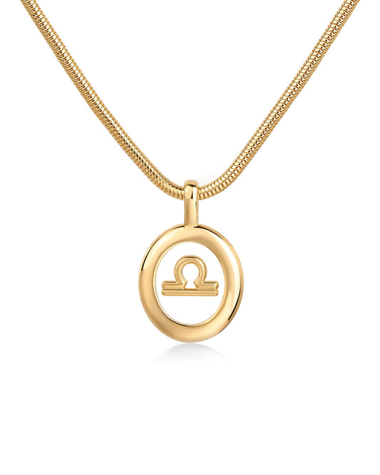 PAVOI 14K Yellow Gold Plated Floating Astrology Pendant Necklace for Women | Horoscope Layered Necklace | Zodiac Necklace Gifts | Libra Necklace