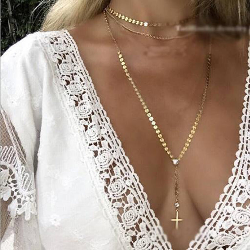 Multi-Layer Necklace with Tassel Alloy Pendant for Women