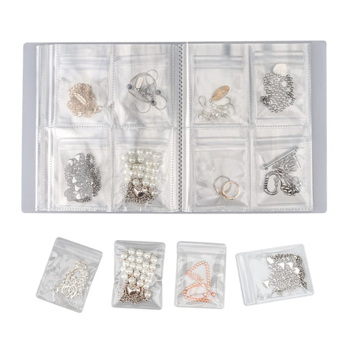 DesignSter Jewelry Storage Book Earring Organizer Book Jewelry Storage Bag Thicken Anti-Oxidation Jewelry Travel Organizer (160Grids+100pcs Ziplock Bags)