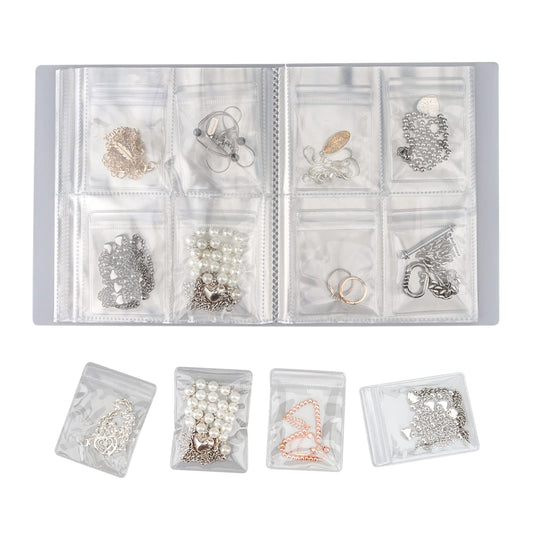 DesignSter Jewelry Storage Book Earring Organizer Book Jewelry Storage Bag Thicken Anti-Oxidation Jewelry Travel Organizer (160Grids+100pcs Ziplock Bags)