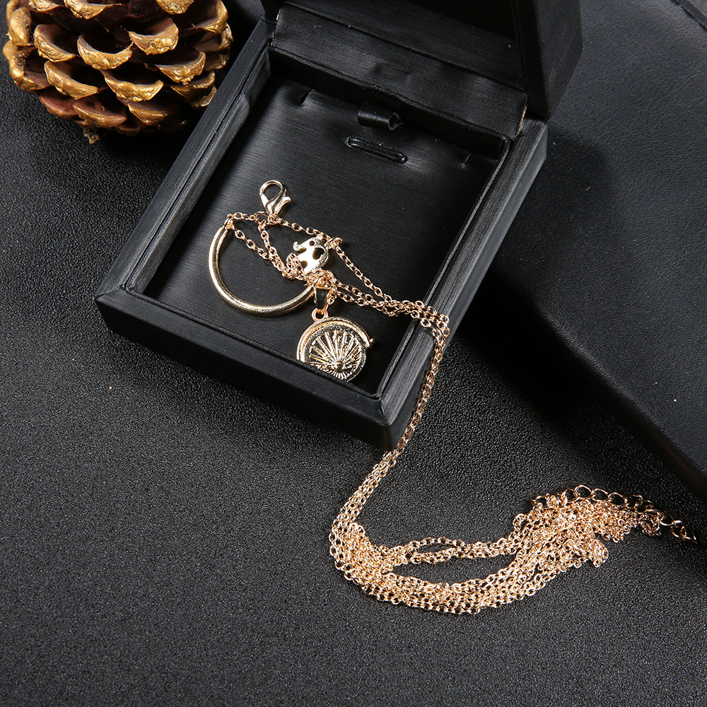 Fashionable Elephant Crescent Moon Multi-Layer Necklace