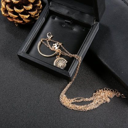 Fashionable Elephant Crescent Moon Multi-Layer Necklace