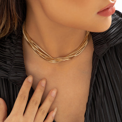 Exaggerated Punk Multi-Layer Chain Choker Necklace