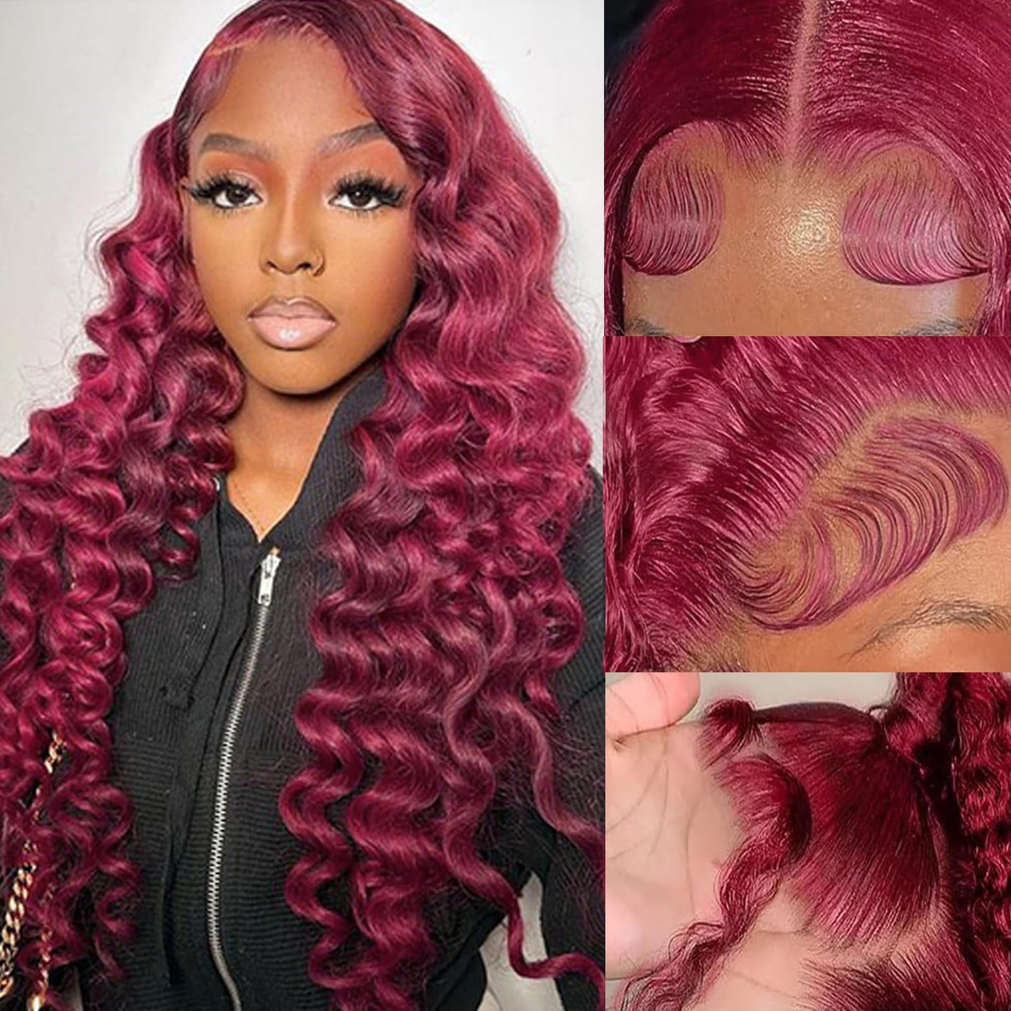 99j Loose Wave Lace Front Wigs Human Hair Pre Plucked Burgundy Loose Deep Wave 13x4 Hd Lace Front Wigs Human Hair for Women 180% Density 99j Burgundy Glueless Loose Deep Wave Human Hair Wig 22 Inch