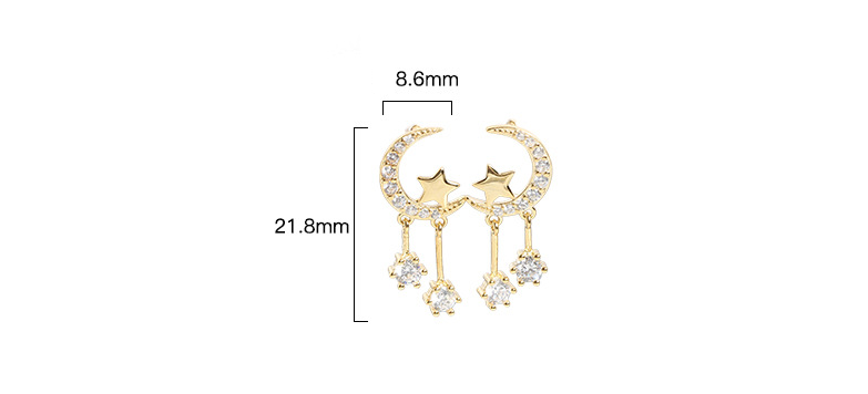 Zirconia Star and Moon Earrings in S925 Silver