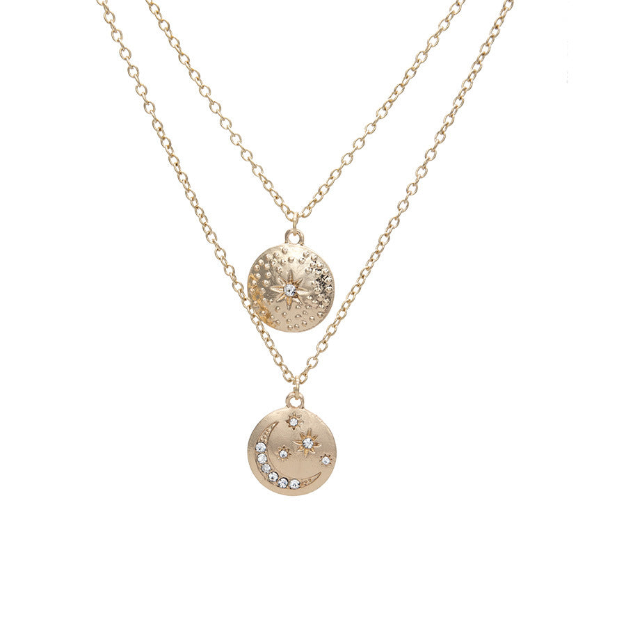 Star and Moon Pendant, Layered Necklace