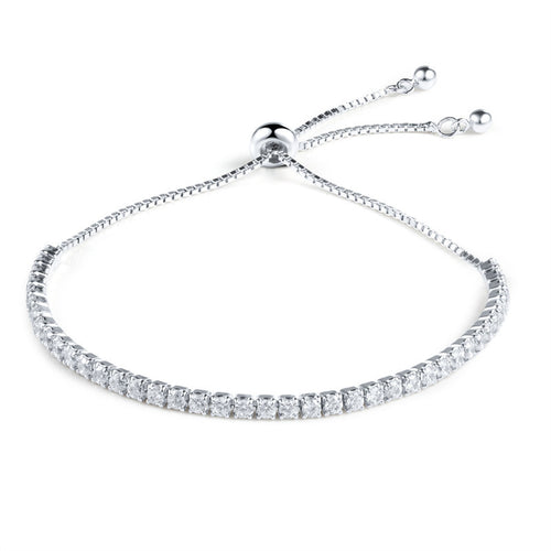 S925 Silver Adjustable Tennis Bracelet with Zirconia