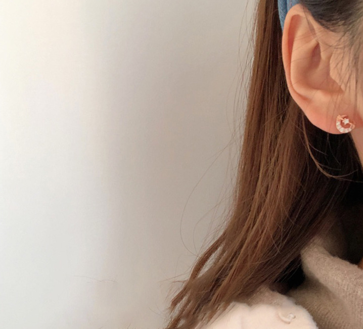 S925 Silver Asymmetric Moon Heart Stud Earrings