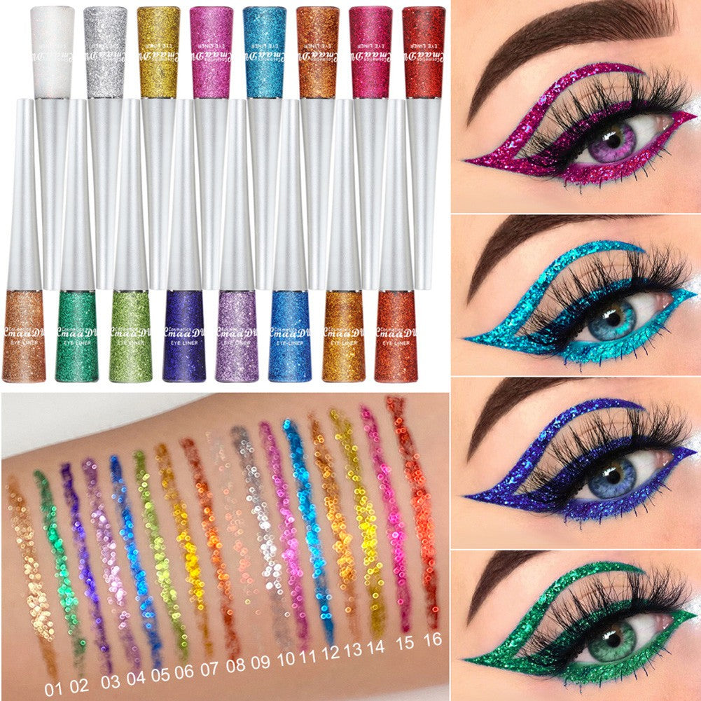 16 Colors Waterproof Glitter Eyeliner for Halloween Makeup