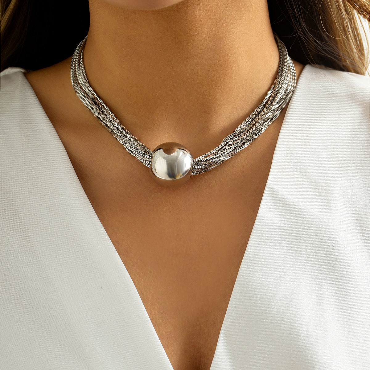 Exaggerated Punk Multi-Layer Chain Choker Necklace