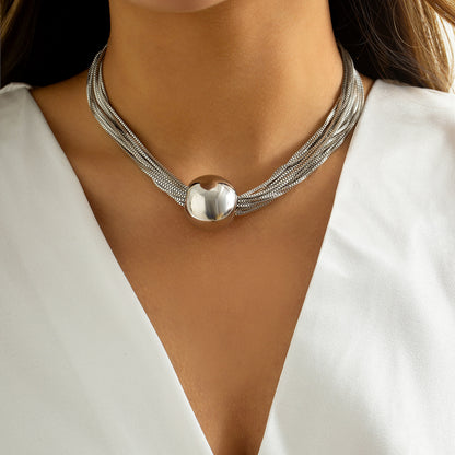 Exaggerated Punk Multi-Layer Chain Choker Necklace