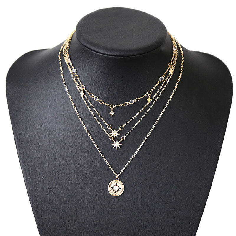 Fashionable Multi-Layer Star Pendant Necklace