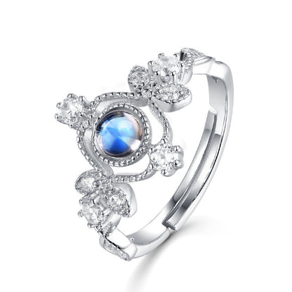 Natural Blue Moonstone 925 Sterling Silver Ring