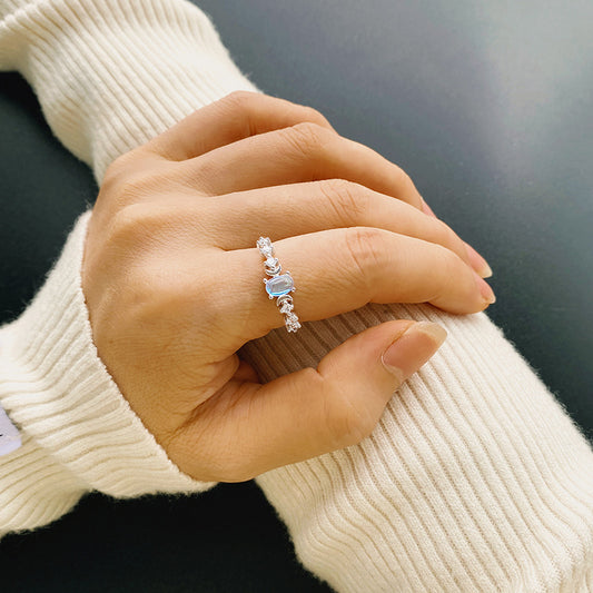 S925 Sterling Silver Moonstone Ring for Women