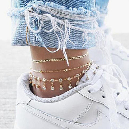 Chic Simple Beaded Anklet with Tassel and Pendant