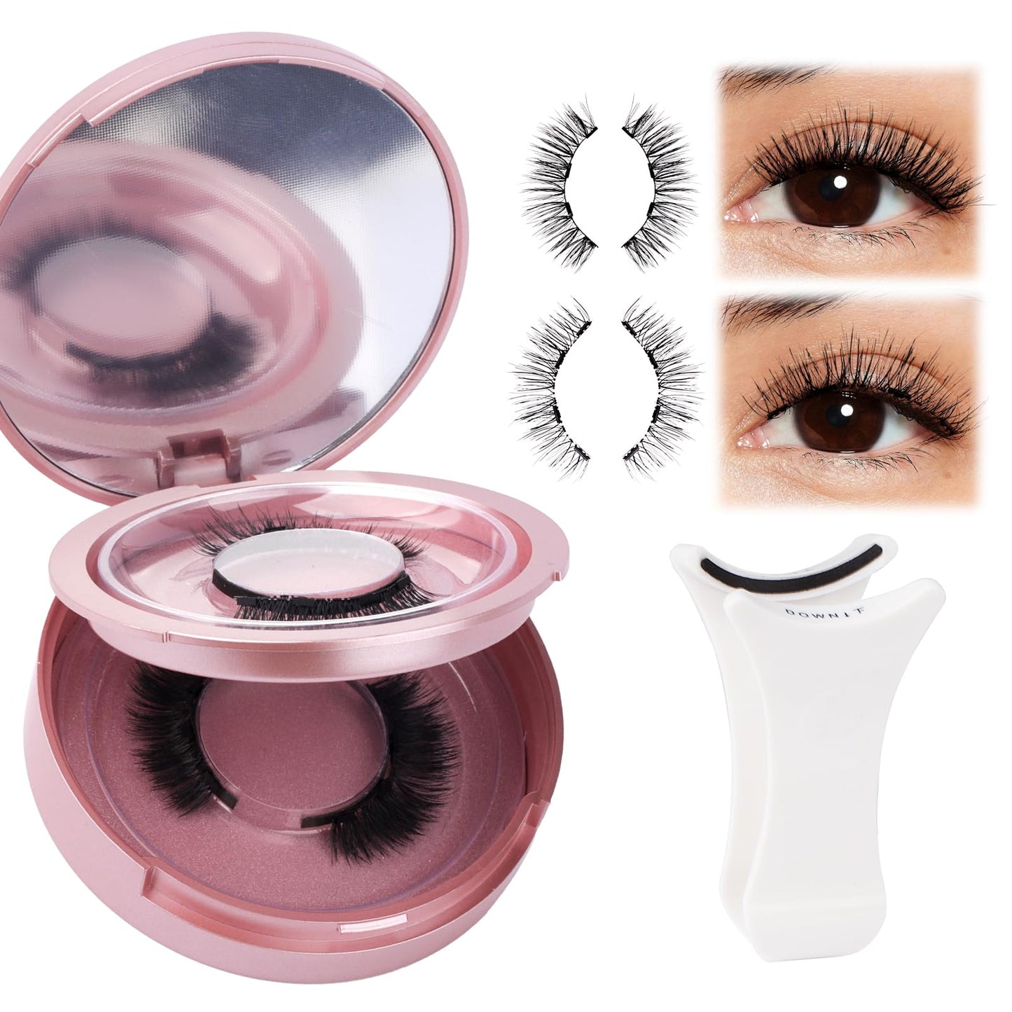 Magnetic Eyelashes Natural Look Magnetic Lashes with Applicator Reusable Magnetic Eyelashes No Glue and No Eyeliner Needed Magnetic Eyelashes 2 Pairs(24P+YJ01)