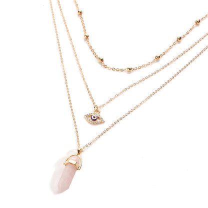 Fashionable Multi-Layer Necklace with Diamond Pendant