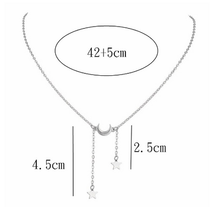 Moon and Star Pendant Necklace