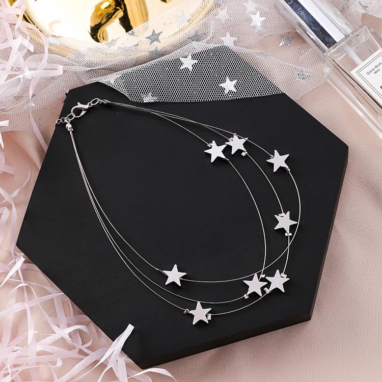 Multi-Layer Star Pendant Choker Necklace for Women
