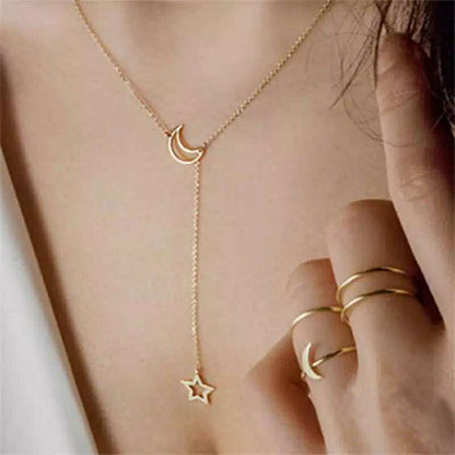 Alloy Multi-Layer Necklace with Star and Moon Pendant