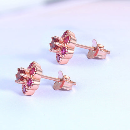 S925 Silver Korean Style Sweet Plum Blossom Earrings
