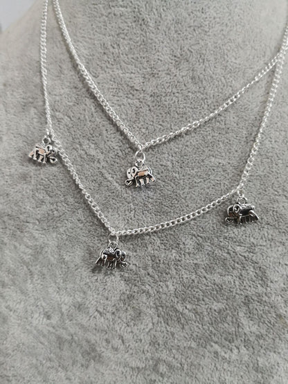 Vintage Fashion Elephant Pendant Layered Necklace