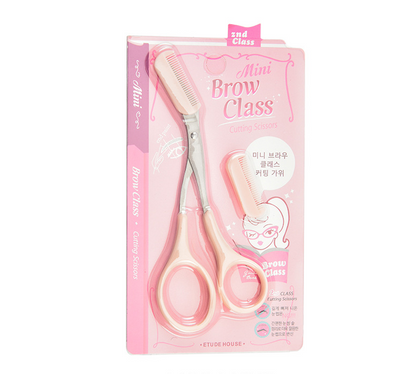 Korean Style Pink Eyebrow Scissors with Comb Tool
